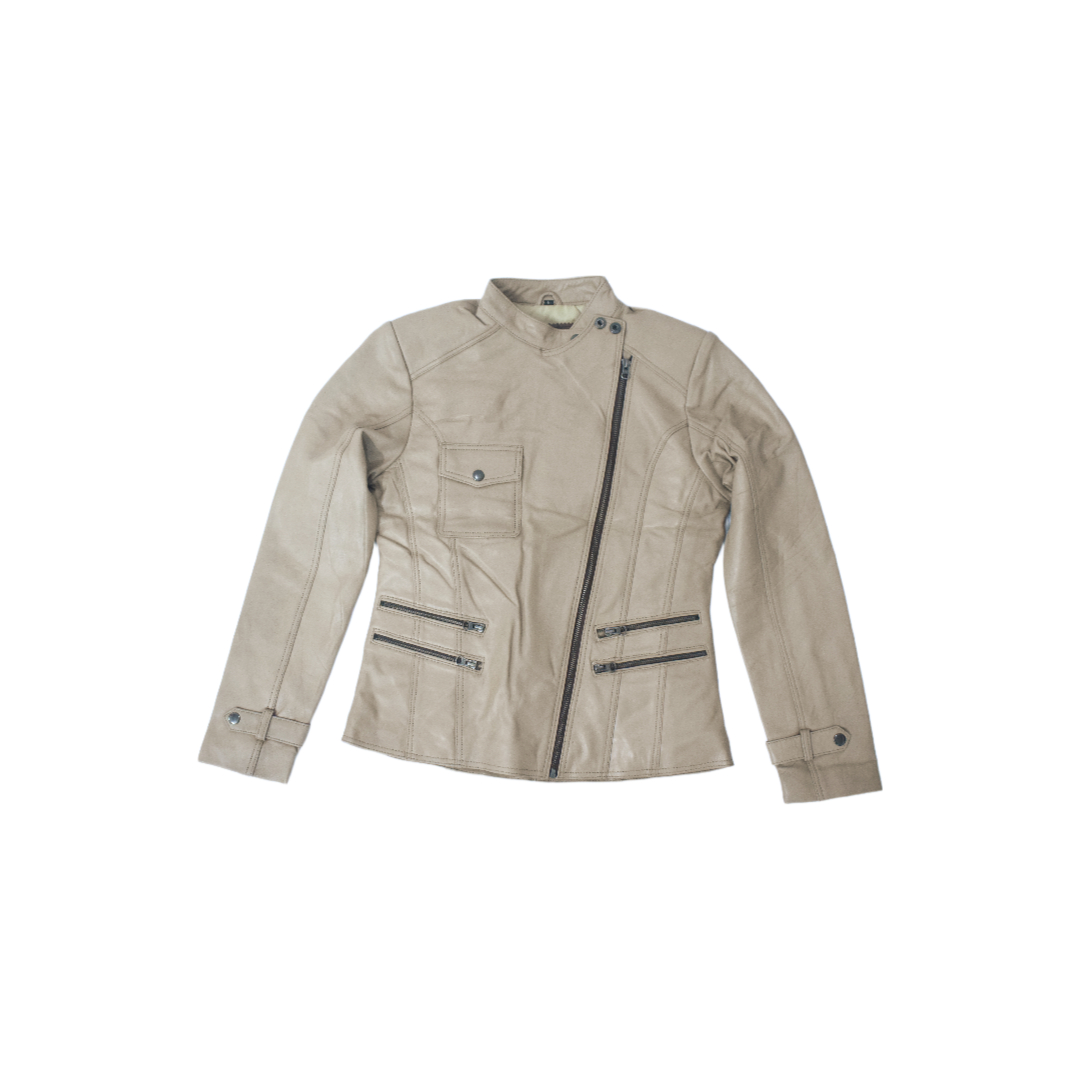 Women's Stylish Brown Asymmetrical Leather Jacket – Eliteverse Edition