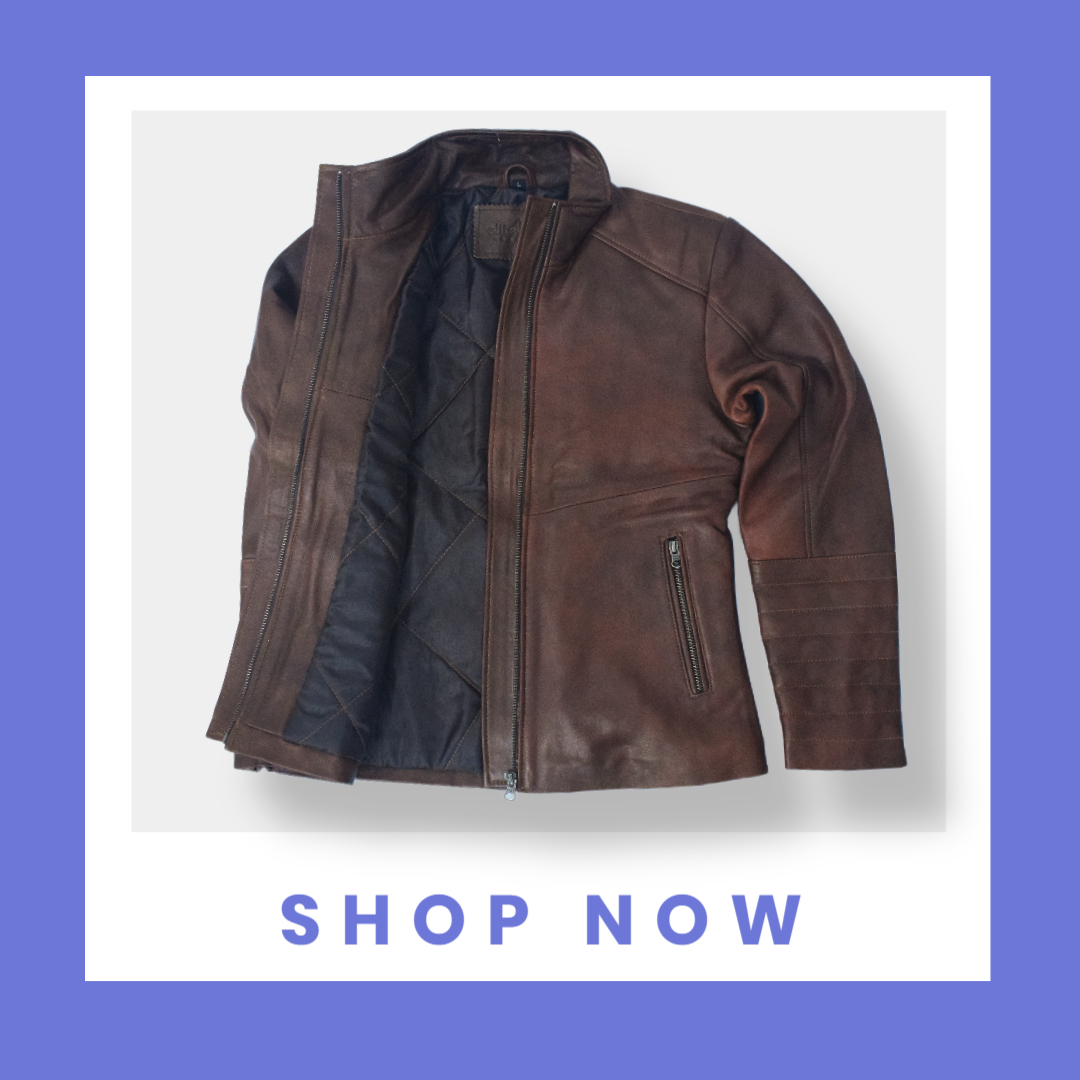 Women's Rustic Brown Vintage Leather Jacket with Quilted Sleeves – Eliteverse Collection - Image 6