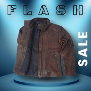 Women's Rustic Brown Vintage Leather Jacket with Quilted Sleeves – Eliteverse Collection