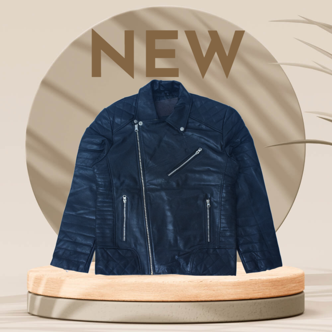 Eliteverse Men’s Black Leather Biker Jacket – Quilted Design with Metallic Zippers - Image 4