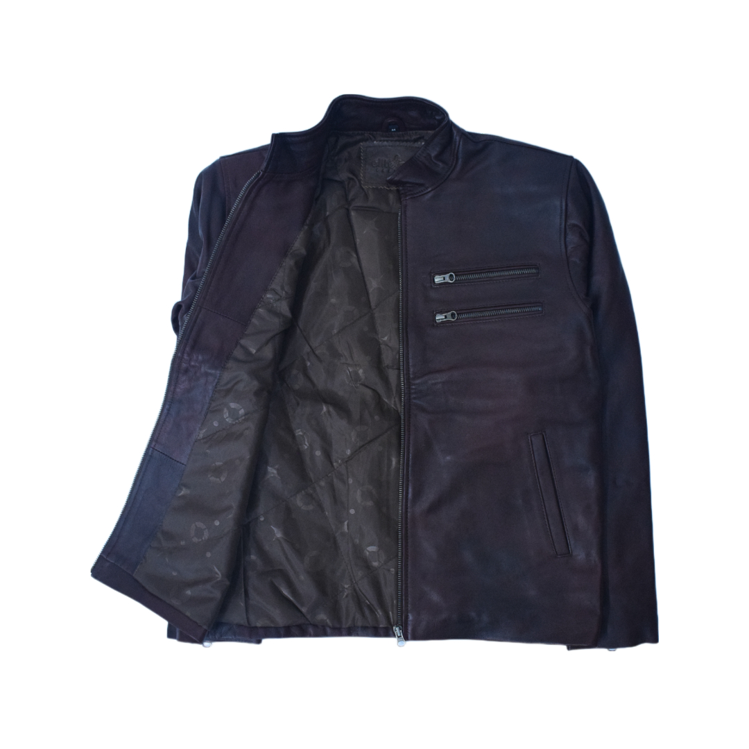 Eliteverse Men’s Dark Brown Leather Jacket – Dual Zipper Chest Design & Classic Collar - Image 3