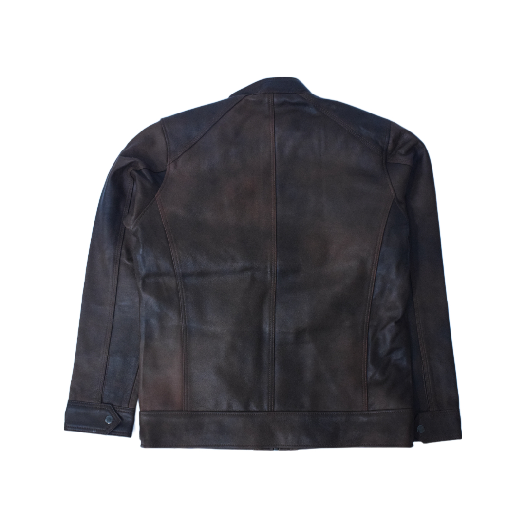 Eliteverse Men’s Chocolate Brown Leather Jacket – Rider Style with Waist Straps & Dual Chest Zippers - Image 5