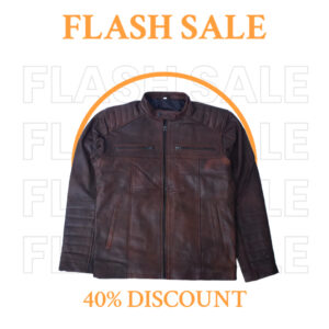 Eliteverse Men’s Rust Brown Quilted Leather Jacket – Dual Zipper Design & Matte Finish